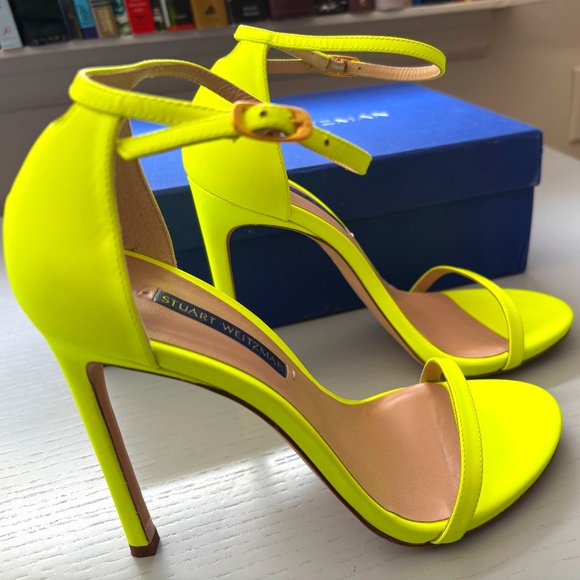 Stuart Weitzman - Nudists Yellow Florescent High Heels - Size 8M Women's - Picture 1 of 6
